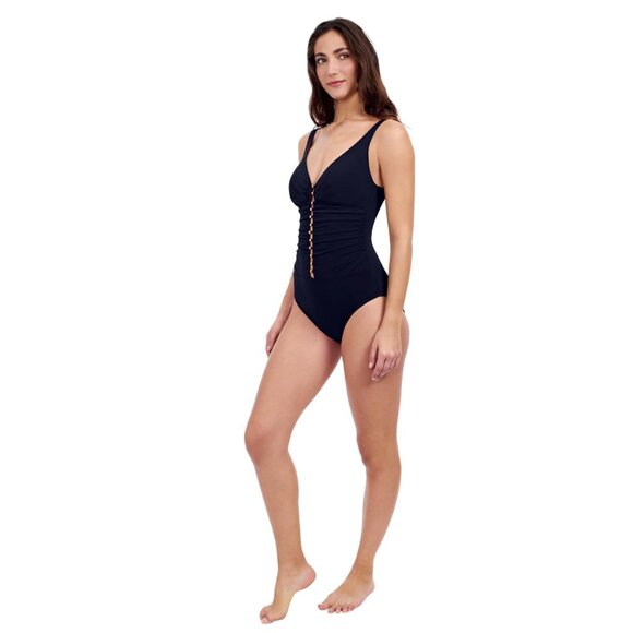 Profile By Gottex Tutti Frutti D Cup V-Neck One Piece Swimsuit Black 14D - Picture 6 of 7